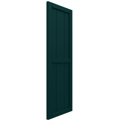 21 1/2"W x 44"H EnduraCore Composite, Four Board Framed Board-n-Batten Shutters, Thermal Green (Per Pair - Hardware Not Included)