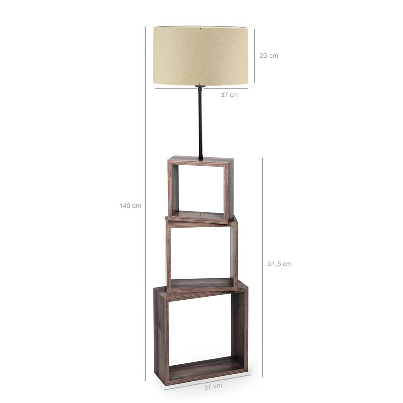 Scandinavian Style Wooden Floor Lamp, Cream Color, 15.7 x 54.3 x 82.7 inches | MDF Body, 14.6 inches Diameter Fabric Cap | Max 40W E27 Socket, On/Off Button | Elegant Lighting for Living Room & Bedroom Decor