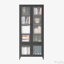 Grande armoire de rangement en métal avec 4 portes vitrées et 5 tablettes latérales