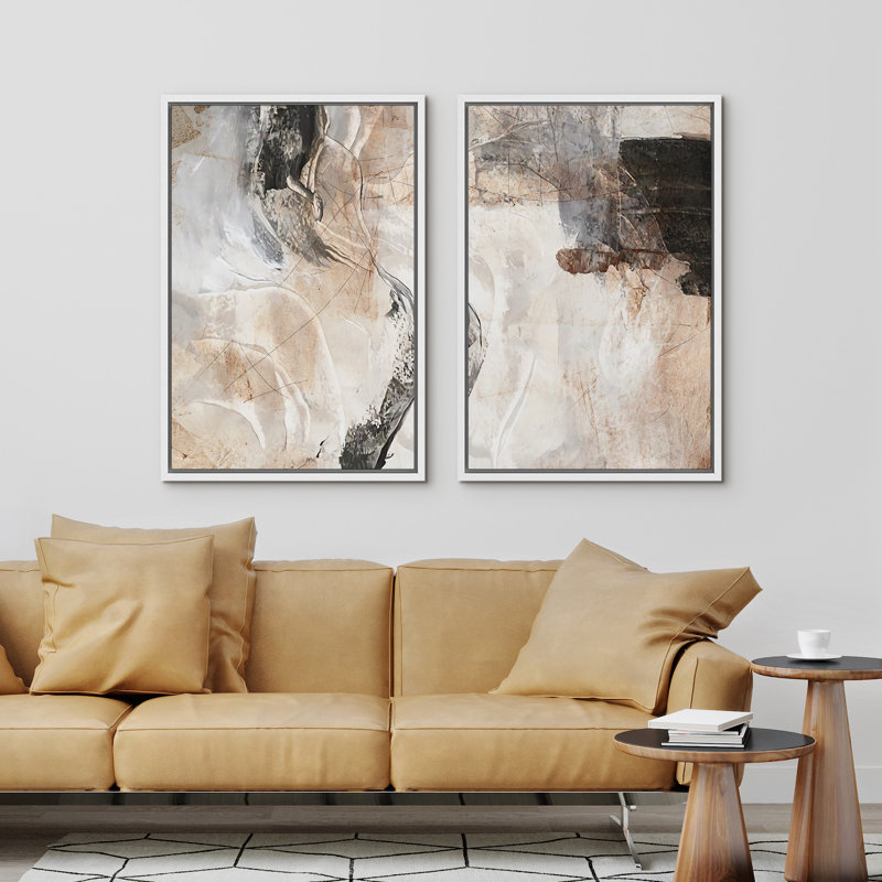 "Grunge Abstract Paint Stroke Effect", impression d'art moderne sur toile, 2 pièces, H 36 po x l 24 po, Blanc