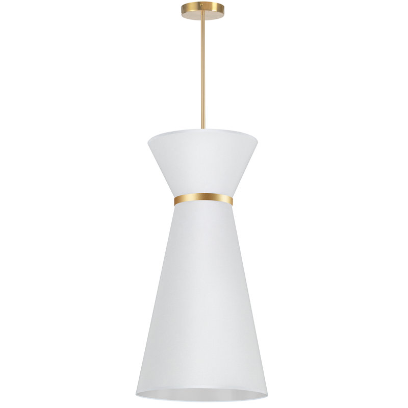 Luminaire suspendu conique à 1 lumière Kiry, Laiton vieilli, Noir / doré / blanc