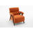  Mid Century Modern Accent Chair – Solid Wood Frame, Tufted Orange Polyester Upholstery with Thick Cushion
