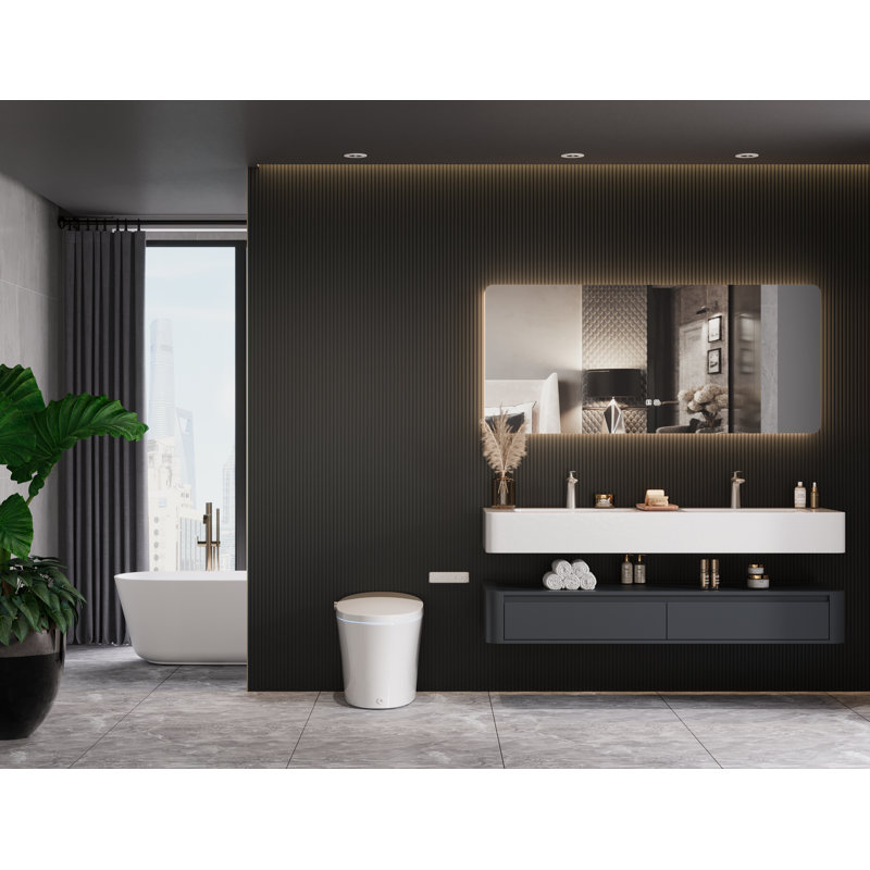 Elongated Smart Toilet with Bidet Function, Auto Open/Close Lid, Heated Seat, Foot Kick & Blackout Flush – Premium Comfort