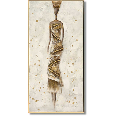 Textured Regal Muse Canvas Wall Art - 21" x 40" - Gold Frame