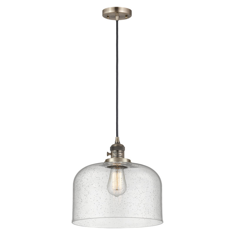 Luminaire suspendu en forme de globe à 1 lumière Analiah, Grainé, Laiton antique, Ampoule non incluse