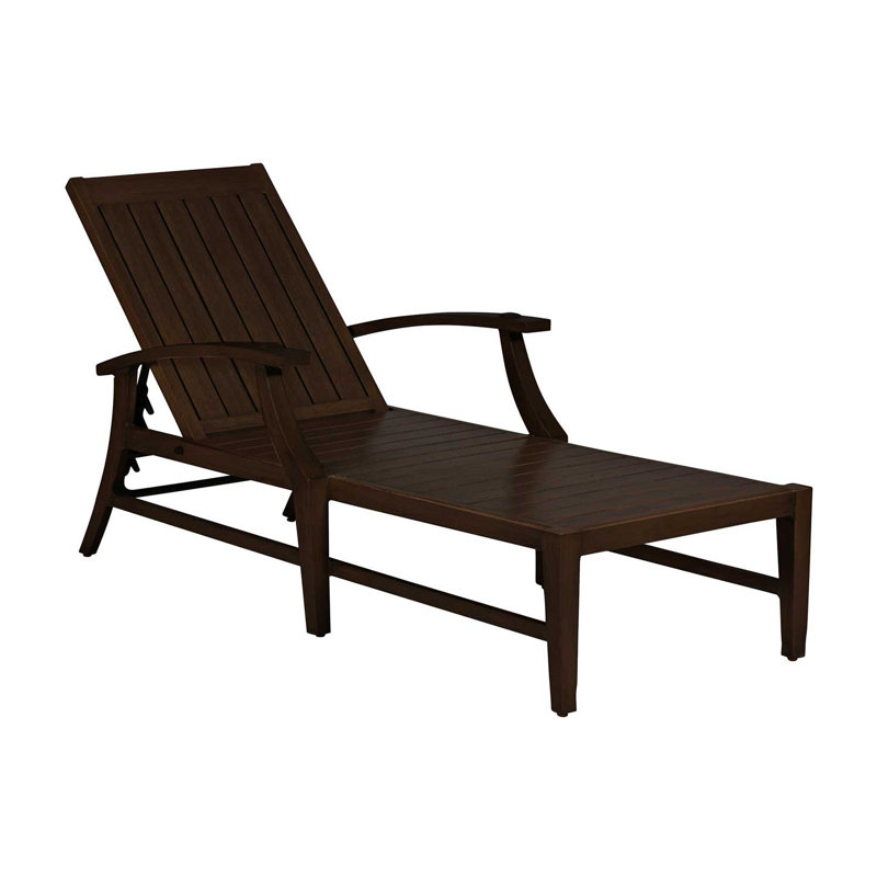 Croquet Aluminum 78.38" Long Reclining Single Chaise with Cushions, Mahogany, Dove Sunbrella® Linen, No Welt