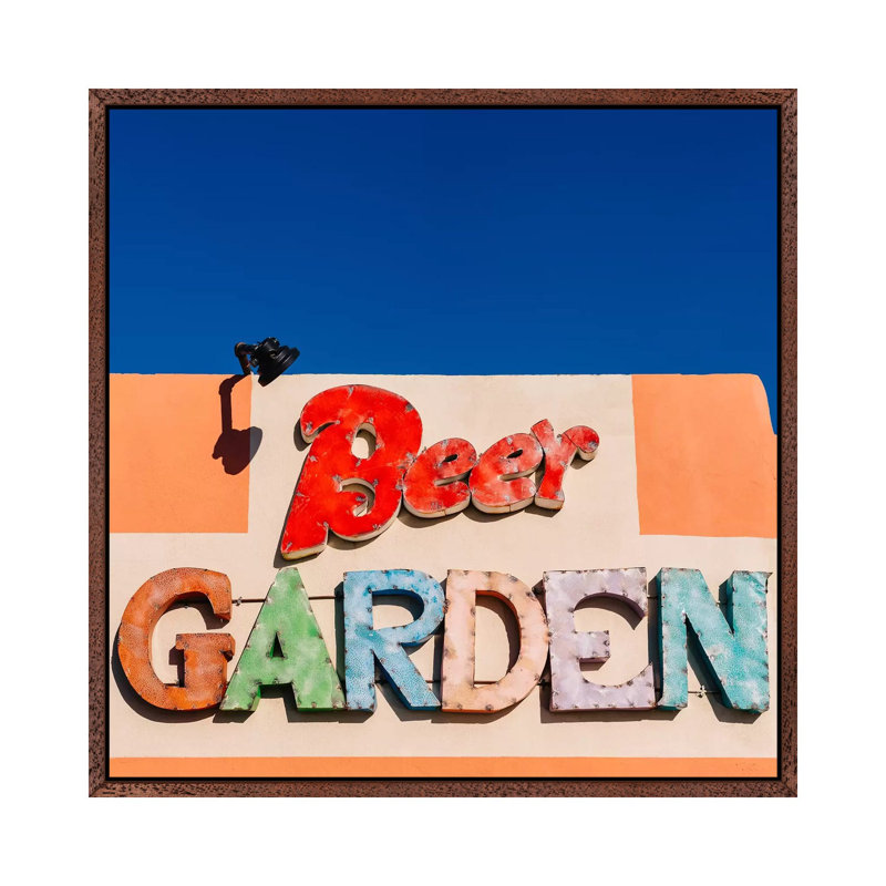Marfa Beer Garden by Bethany Young - Print on Canvas, Classic Brown Wood Framed, 93.98cm H x 93.98cm W x 3.81cm D