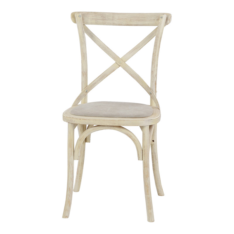 Basche 48cm H Solid Wood Cross Back Side Chair, Natural