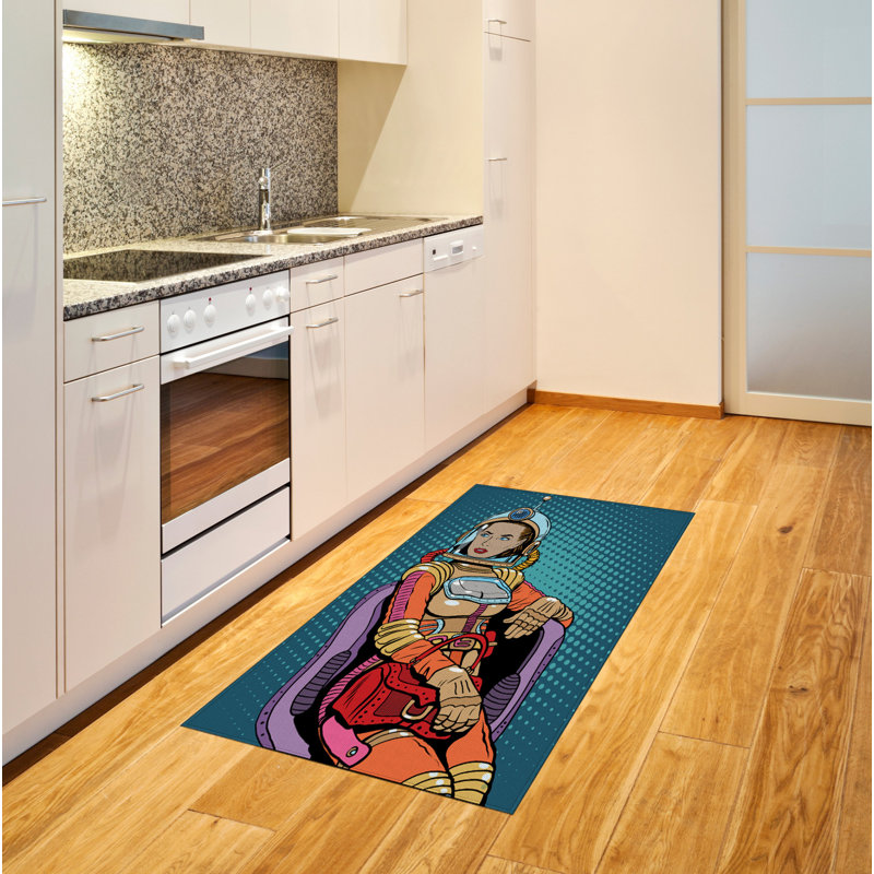 Astronaut High Density Long Fiber Poly Threads Decorative Area Rug Carpet, Rectangle 4' x 5'8"