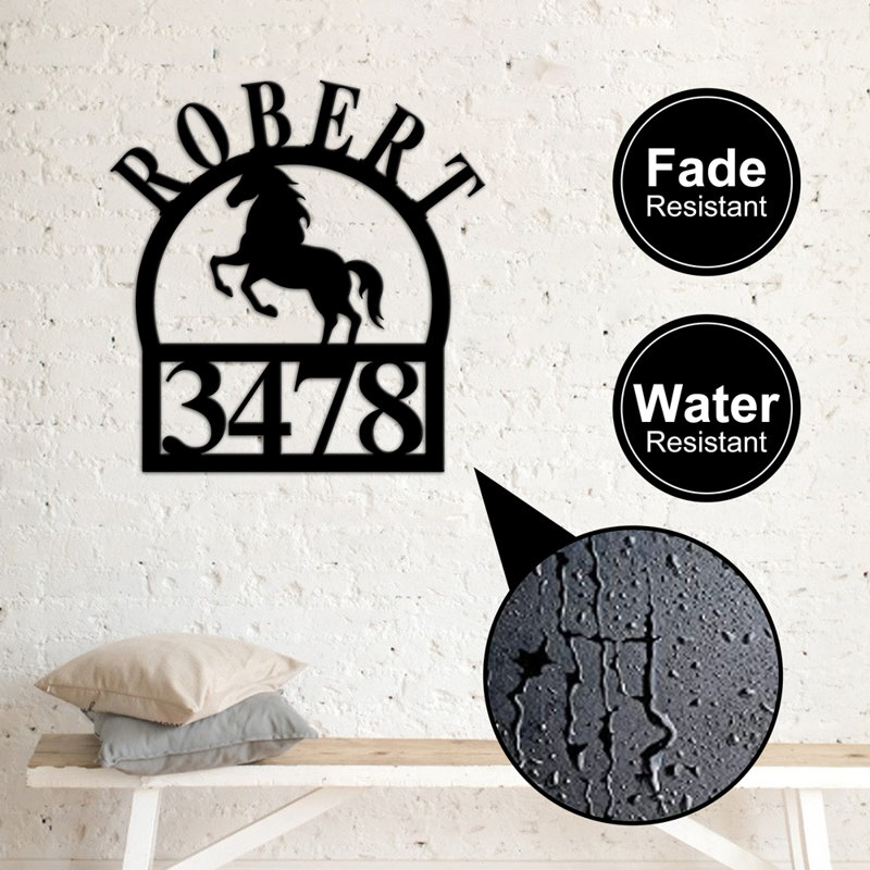Blodget Water Resistant Steel Text & Numbers Wall Decor