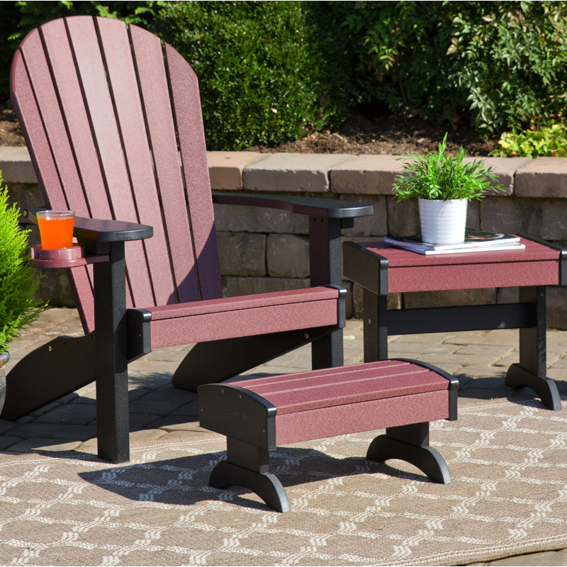 Aatikah Outdoor Adirondack Chair, Cherry Wood/Black