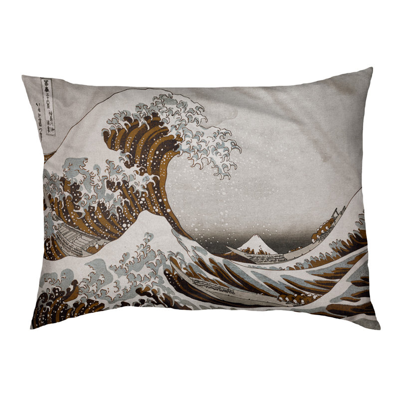 Coussin Burkart la grande vague, L 32,5 po x l 42,5 po, Sépia / gris / brun foncé