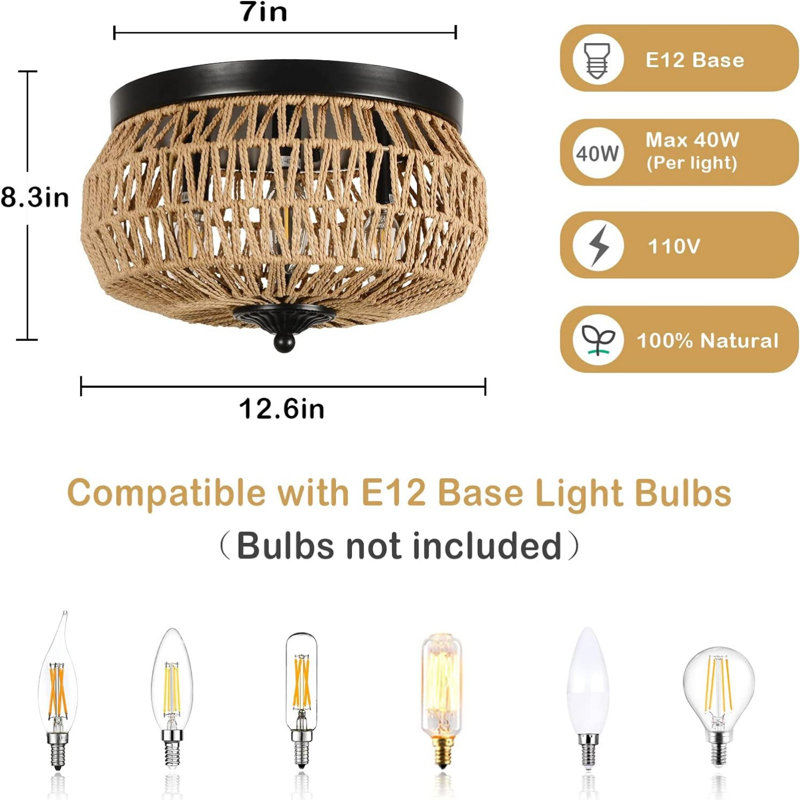 Rattan LED Semi Flush Mount