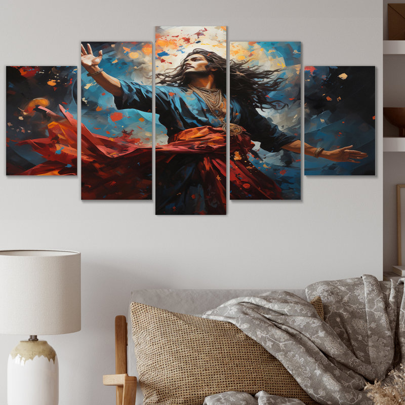 «Hinduisim Dance Of Shiva» - Art mural sur toile spirituel - 5 panneaux