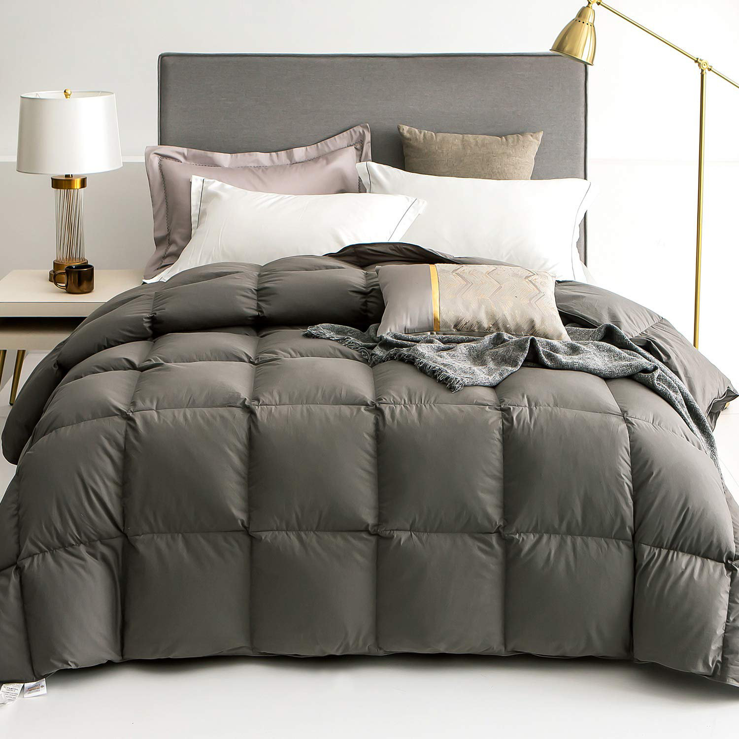 brown down comforter