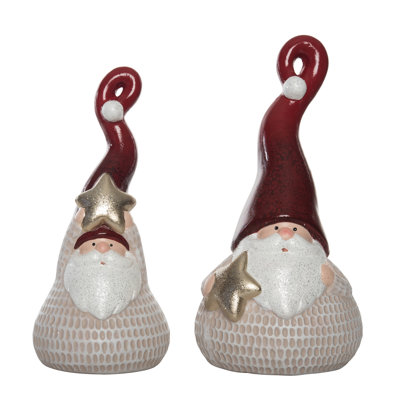 Ensemble de 2 figurines de père Noël en céramique 11,5 po
