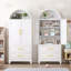Armoire arquée en métal de 73 po de hauteur, armoires de rangement de style campagne moderne avec 2 portes et 2 tablettes réglables, garde-manger avec 2 tiroirs, armoire avec espace de rangement ouvert, bibliothèque polyvalente-416595533