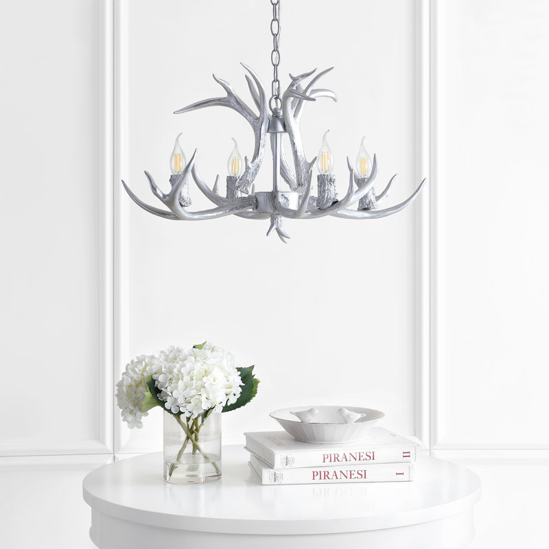 Rohrbach Candle Style Wagon Wheel Chandelier, 14.5" H x 26" W x 26" D, Silver