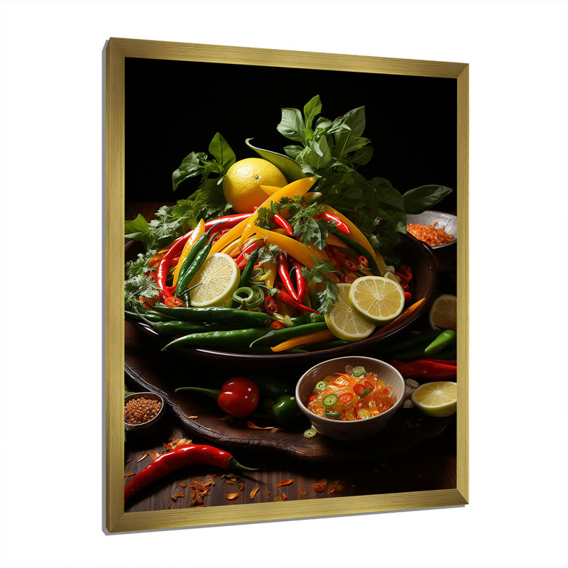 Elstree Cuisine thaïlandaise délices I - reproduction sur toile, Encadrement doré, H 32 po x l 16 po x P 1 po