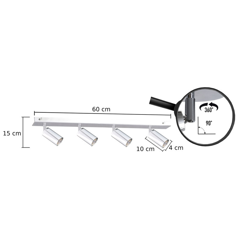 Gatliff 60cm 4 -Light Track Kit, Chrome