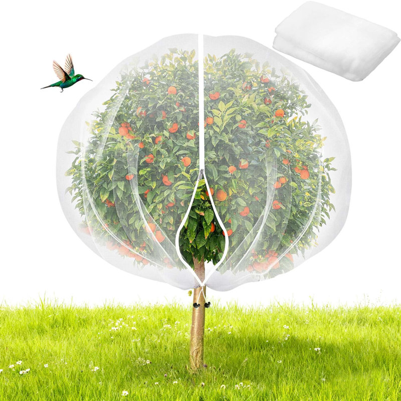 5,9 x 5,9 pi filet de protection d'arbres fruitiers avec fermeture à glissière et cordon, H 70,9 po x l 70,9 po x P 0,5 po