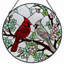 12"H Cardinal Blossom Stained Glass Window Panel-1674531201