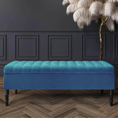 Chesterfield Ottoman Storage Box - Plush Velvet Blanket box - Shoe Bench - End of Bed Bench
