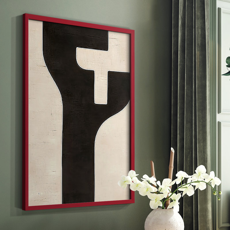 Abstrait, encadré, prêt à accrocher, H 29 po x l 23 po, Rouge