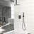 10 Inch Square, Dual Shower Head, Matte Black, Ceiling Mount, System, - Balanced Valve, Easy Installation, Handheld Function, Mounted,