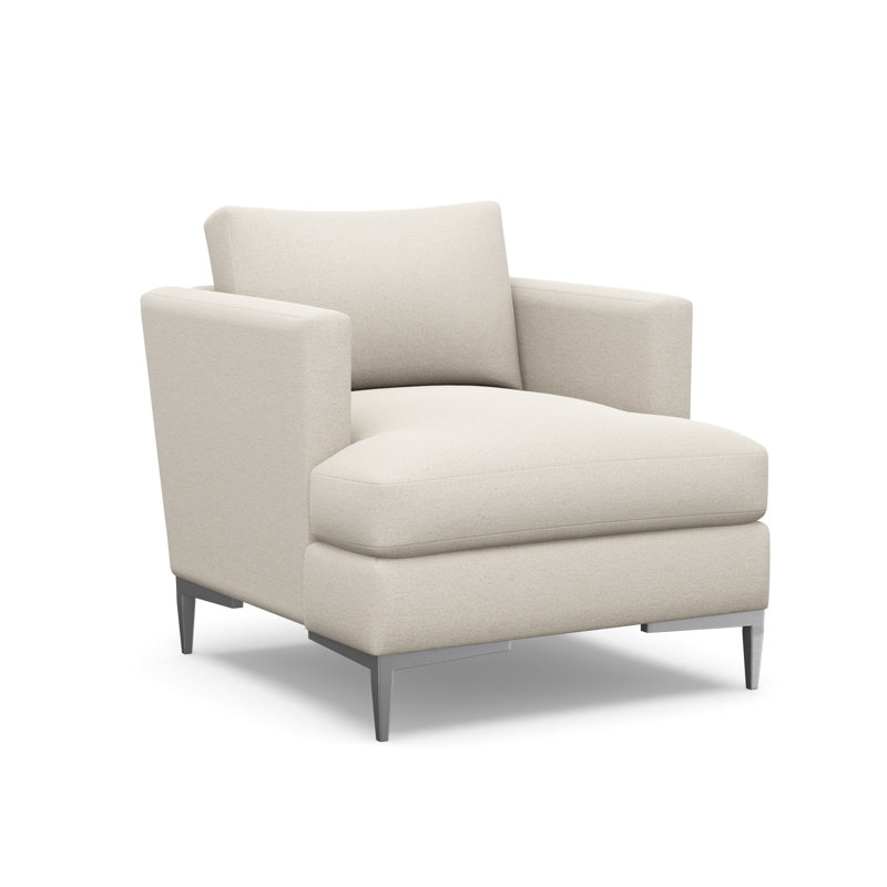Aiden Accent Chair, Polished Stainless, Fleecy Vanilla (Performance fabric) 1351-92