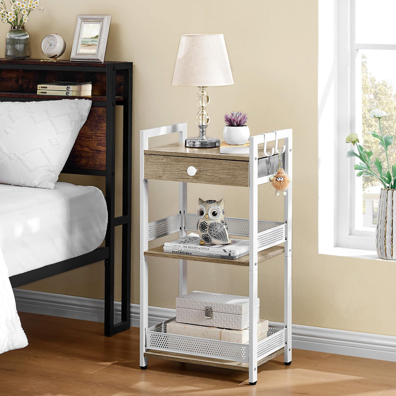 29cm W Steel Shelving Unit, White/Brown