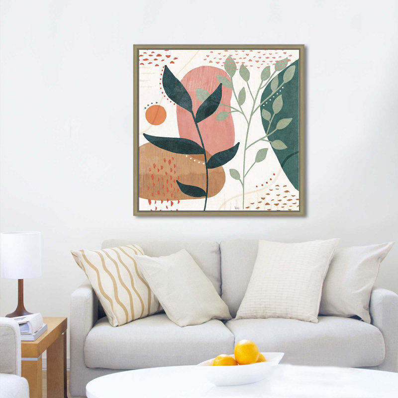 «Abstract Blossom IV (Square)» par Véronique Charron, reproduction, Cadre flottant champagne, H 27,5 po x l 27,5 po x P 2 po