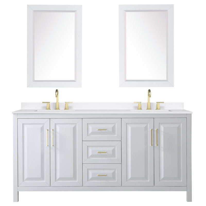 Daria 72'' W Vanity, White, Brushed Gold, Giotto Quartz