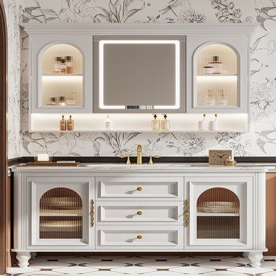 French retro style bathroom cabinet light luxury