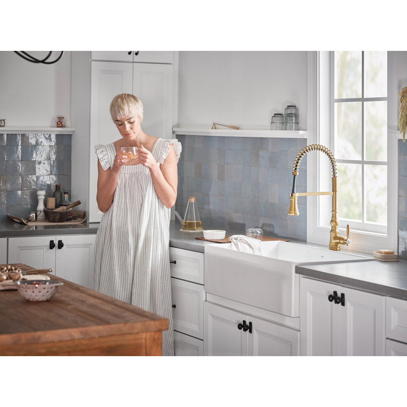 Moen Weymouth Pre-Rinse Spring Pull-Down Single Handle Kitchen Faucet, Chrome, No SenSor