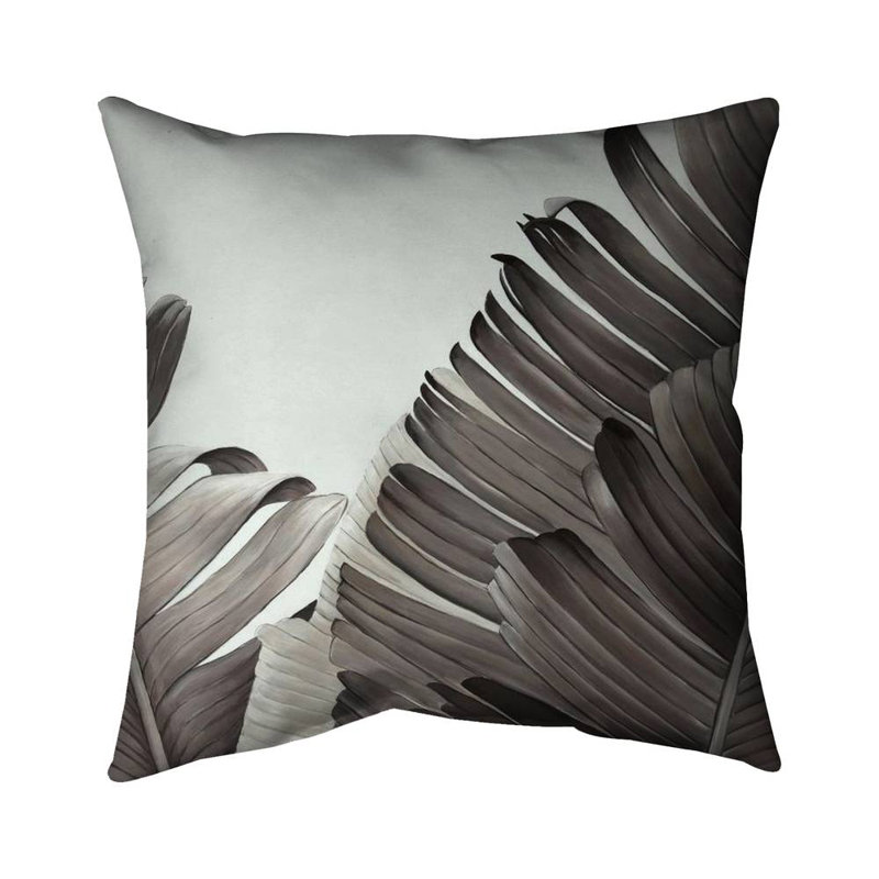 Grayscale Tropical Leaves - Gray Floral Poly Twill Throw Decor
