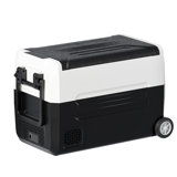 49QT(45L) Ultra-fast Cooling Car Refrigerator with Dual-compartment Independent Temperature Control & Display, -4?~68?,Portable Car Fridge with Robust Wheels & Handle For Easy Rolling, 12/24V DC, 110V/220VAC, Black/Grey