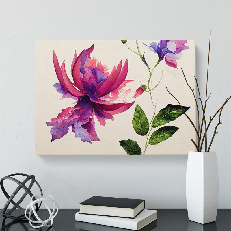 Captivating Watercolour Flower - Wrapped Canvas, 40cm H x 60cm W x 3cm D