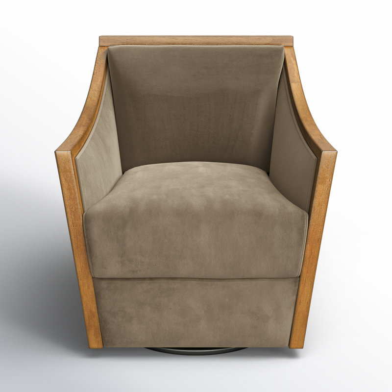 Upholstered Swivel Armchair, Taupe Linen Blend