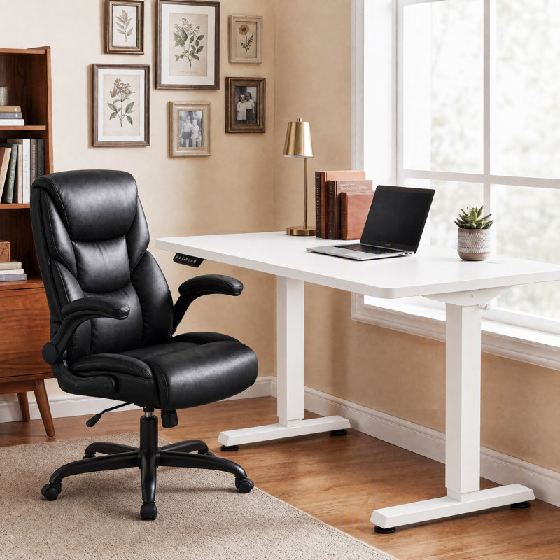Bureau assis-debout électrique moderne, poste de travail ergonomique réglable en hauteur pour bureau à domicile ou salle d'étude.