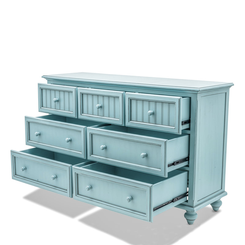 Commode 7 tiroirs Kolya - Finition bleue, Bleu