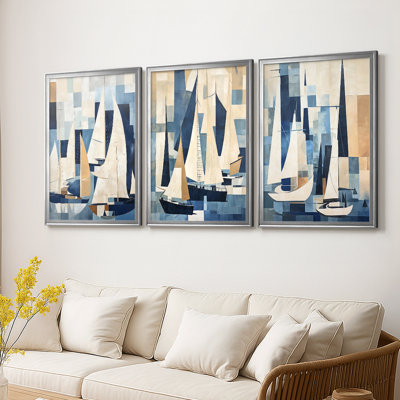 NAUTICAL Series CCCLXXXV  -Custom Framed  Wrapped Gallery Canvas - 3 Pieces