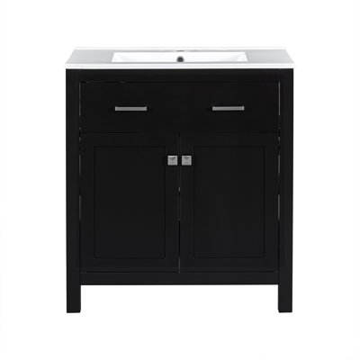 Meuble-lavabo simple autoportant avec comptoir en céramique et 1 armoire 1 tiroir