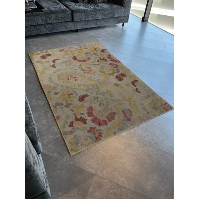 Tapis décoratif multicolore multicolore à motif floral rose