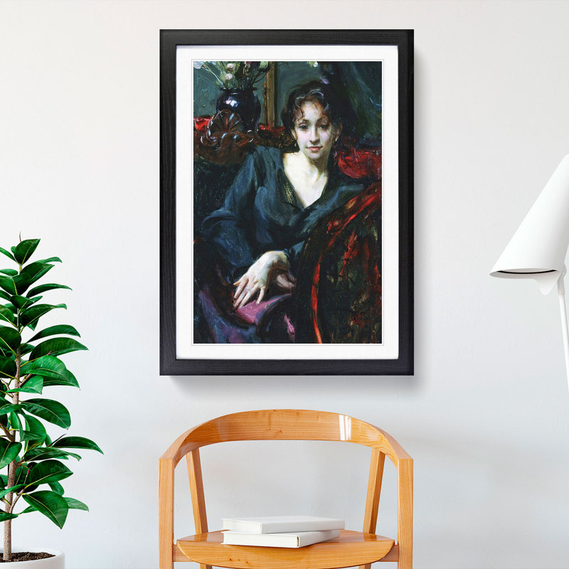 Isabella Stewart Gardner by John Singer Sargent - Picture Frame Painting, 36cm H x 27cm W x 2cm D, Black