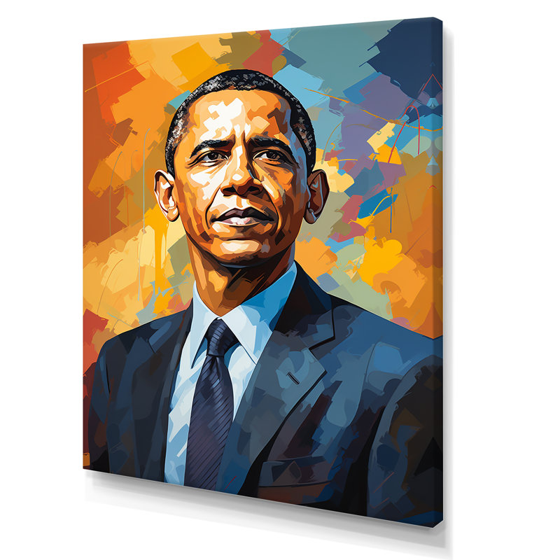 «Popart Obama Portrait - President», reproduction sur toile_105809, Toile tendue, H 32 po x l 16 po x P 1 po