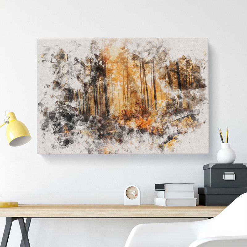 CAN4483CAN Autumn Forest Vol.2 Watercolour - Wrapped Canvas Print, 35cm H x 50cm W x 3cm D