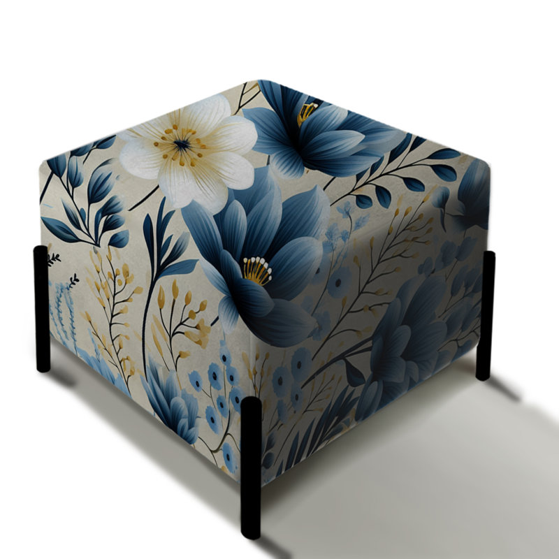 Motif floral Blue Meadow I - repose-pieds carré floral