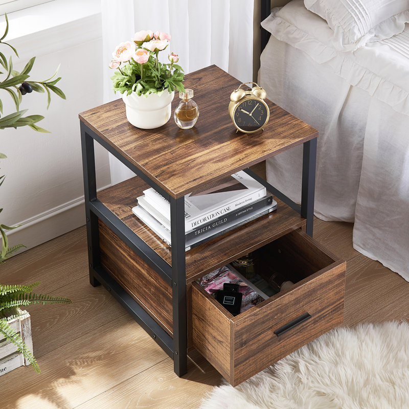 Kempst 15.7'' W Metal Nightstand, Brown