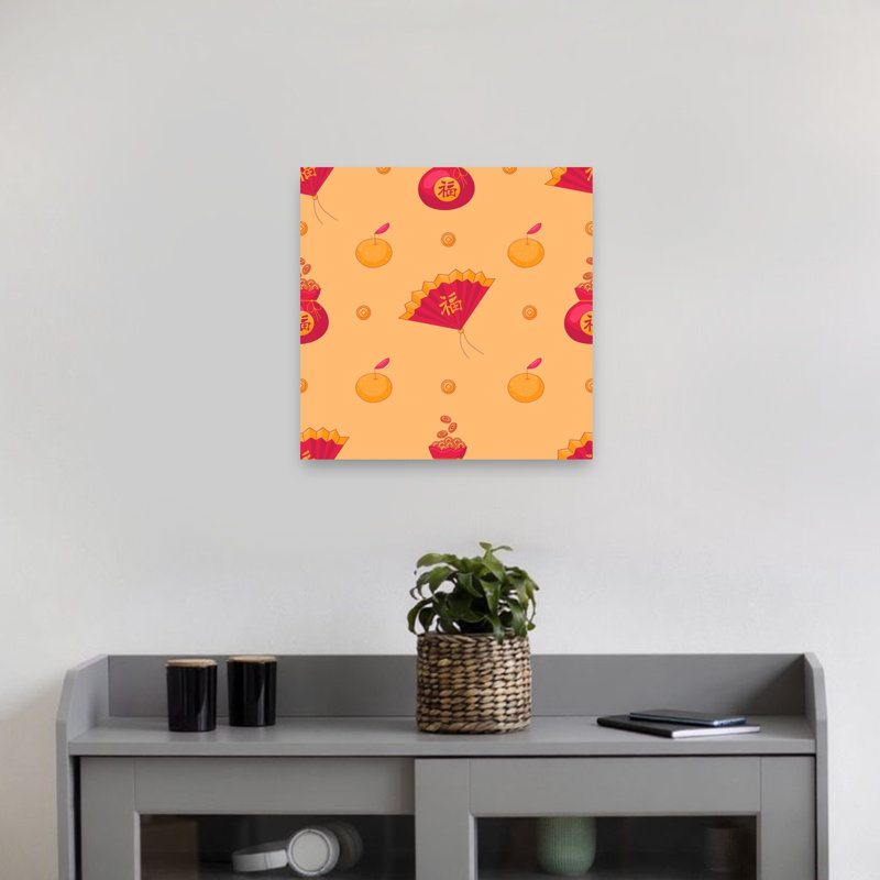 Chinese New Year Prosperity Traditional Fruit Wall Art Print by Marika Barsrsind - Print, 45.72cm H x 45.72cm W